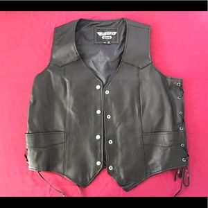 Men’s 3xl black leather biker vest